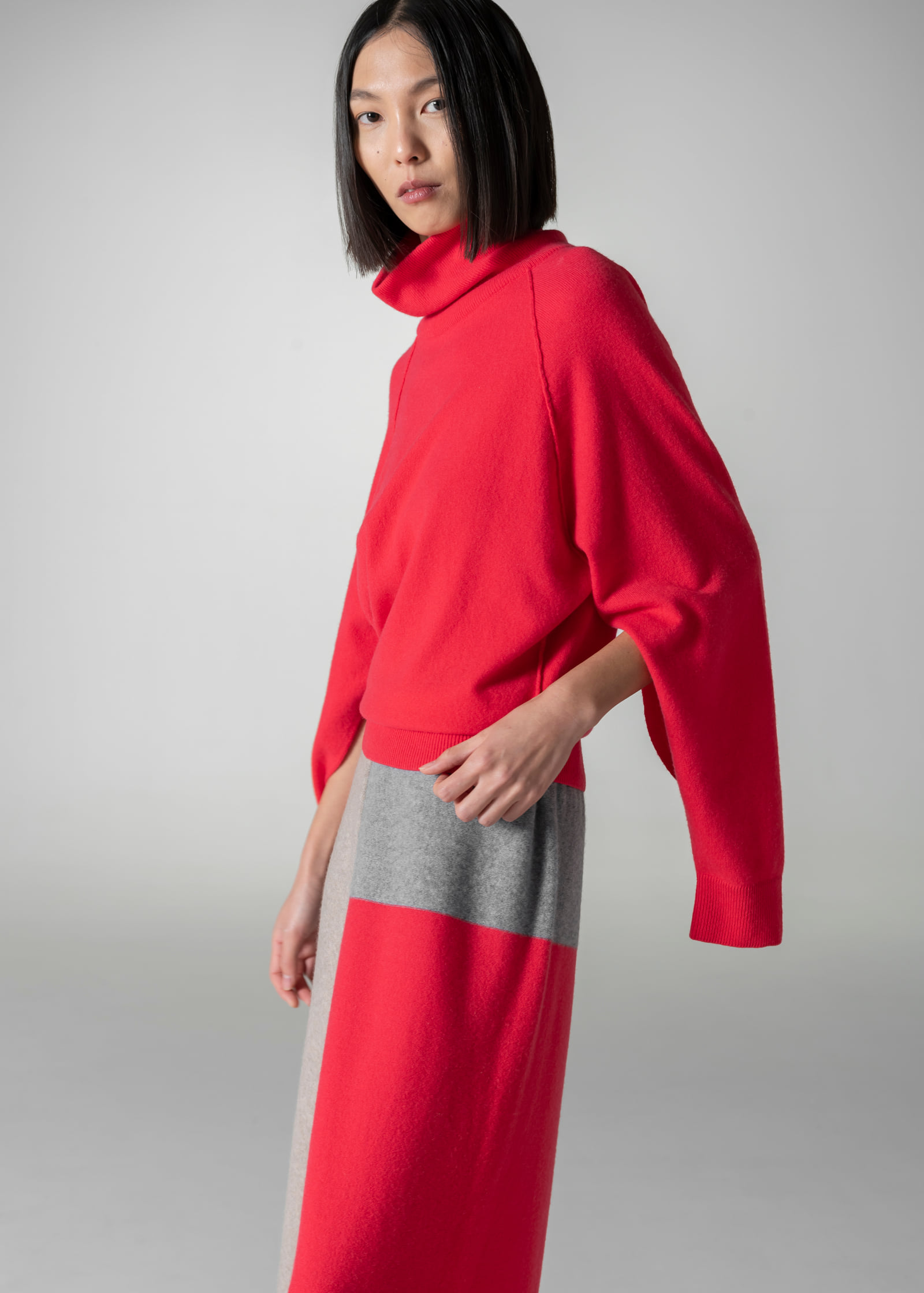 cashmere high neck raglan jumper cashmere patchwork knit trouser 2